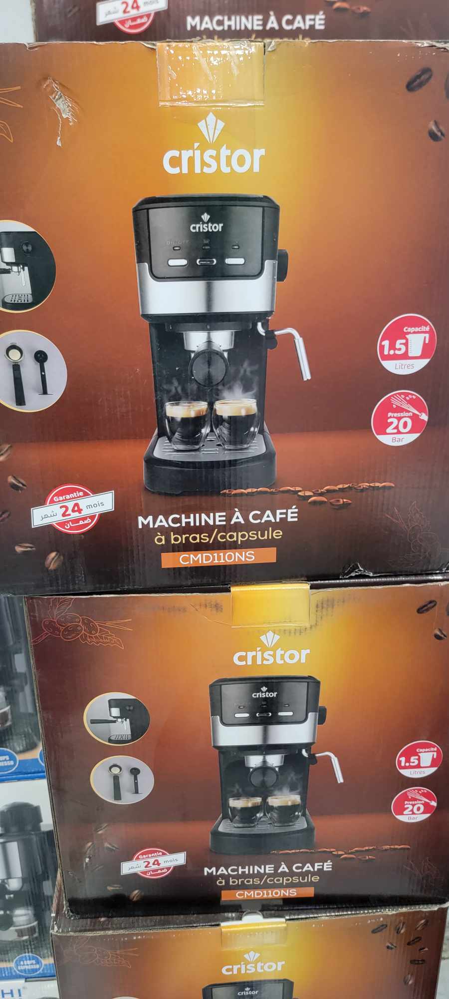 Machine à Café CRISTOR – à bras / Capsule 20 Bars 1100W CMD110NS