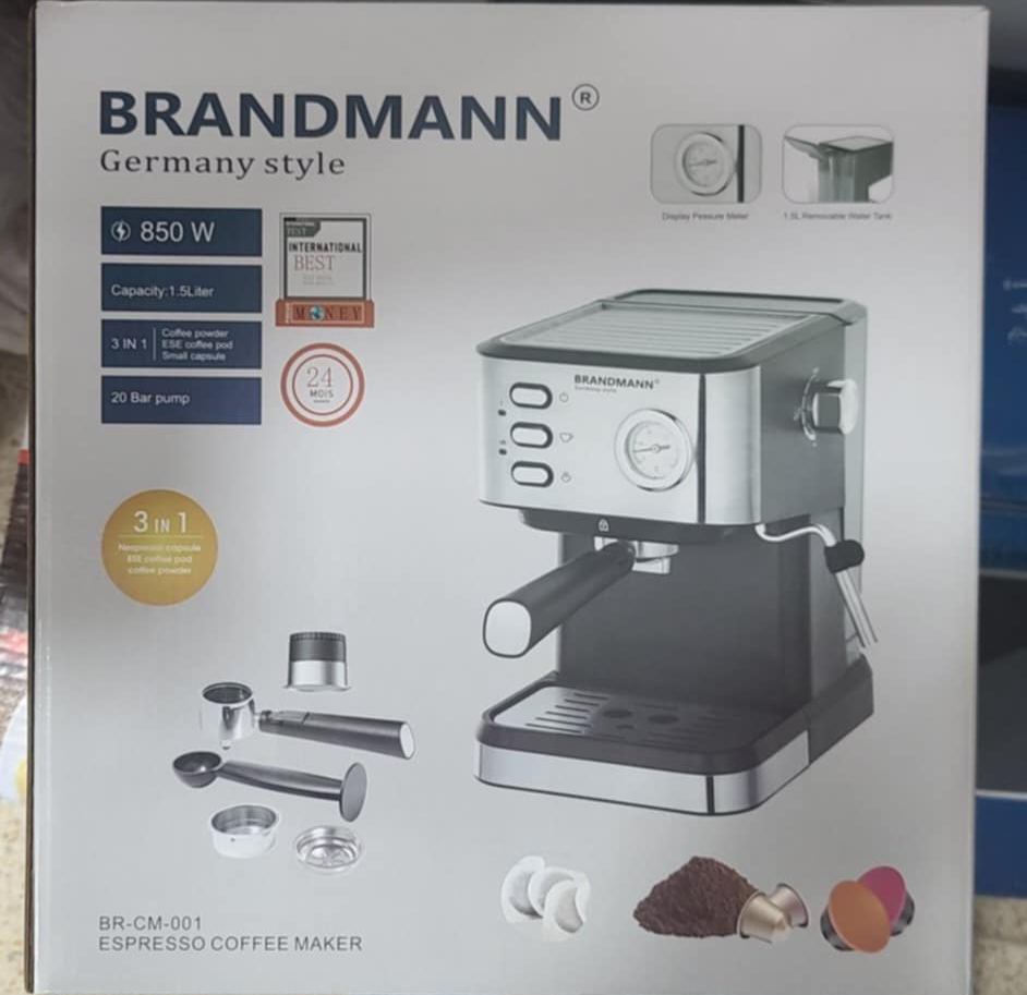 MACHINE À CAFÉ BRANDMANN 3EN1 850W 20 BARS BR-CM-001